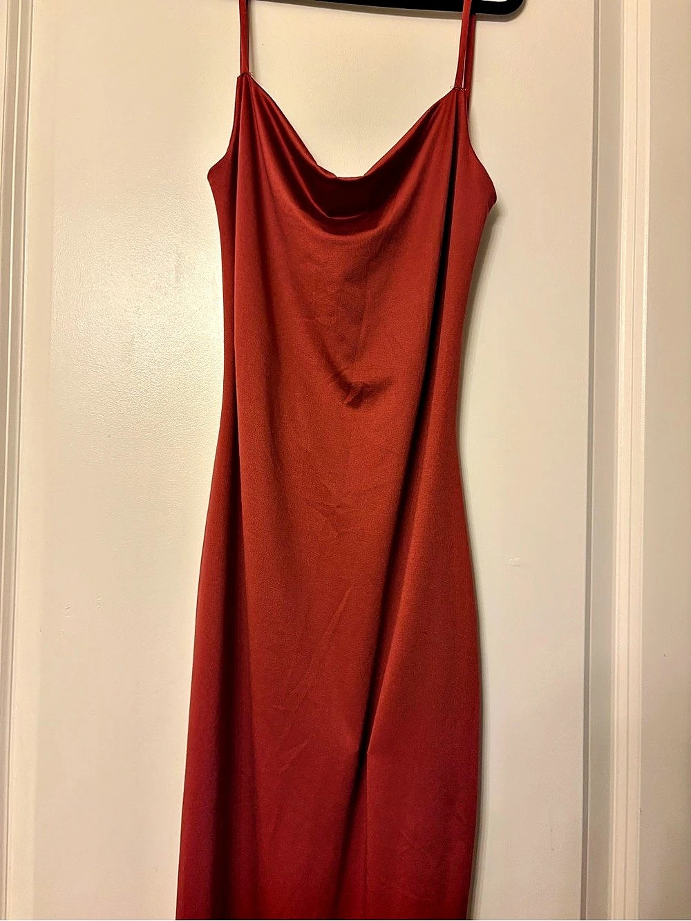Cowl Neck Maxi Dress in Red Like New